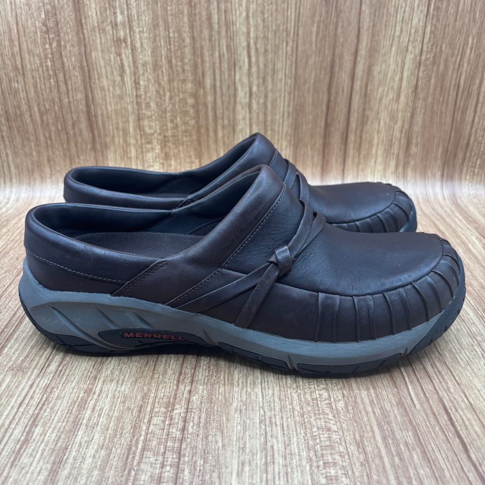 Merrell Leather Clogs Women Brown 11 Slip On Air‎ Cushion J48200